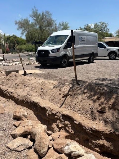 Excavating for plumbing pipe repair