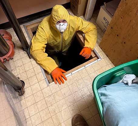 plumber inspecting hotel plumbing